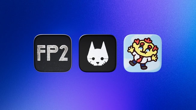 Icons representing the 2024 Mac Game of the Year finalists: Frostpunk 2, Stray, and Thank Goodness You’re Here!