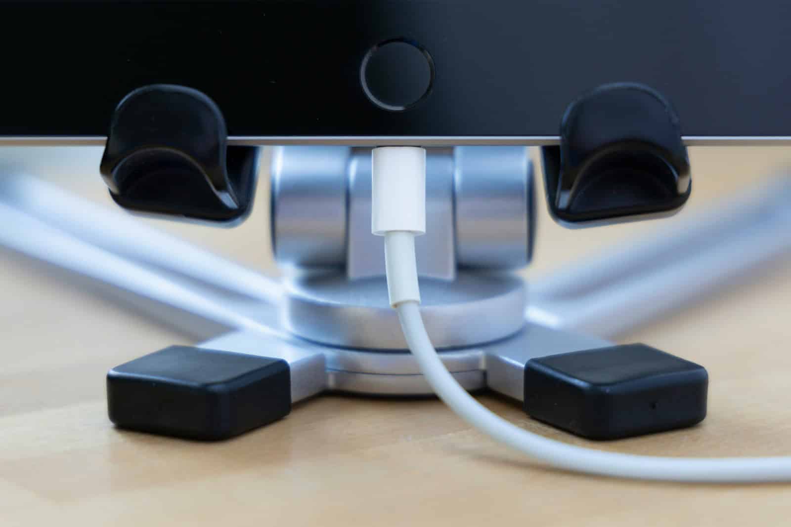 a close up of a device connected to a charger