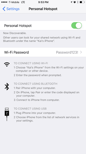 SSID on iPhone