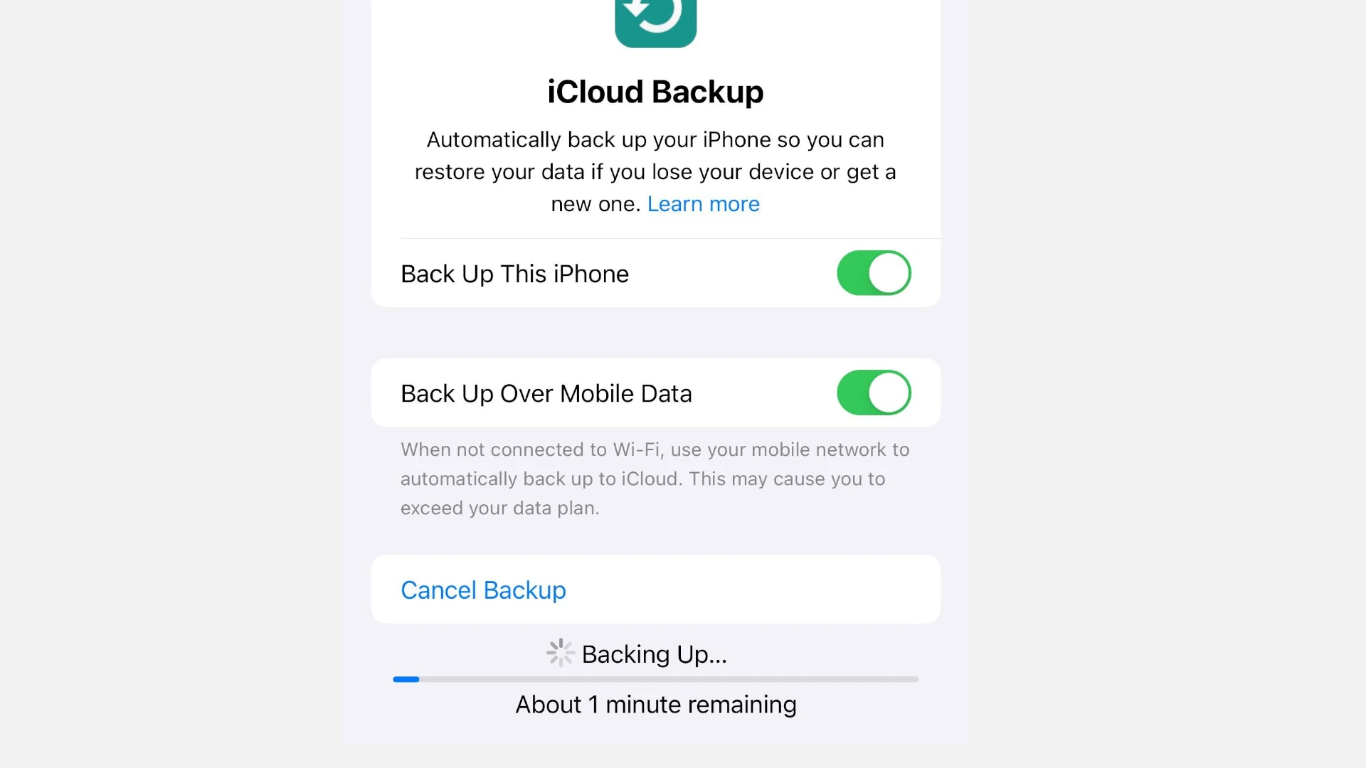 iCloud Backup Stuck