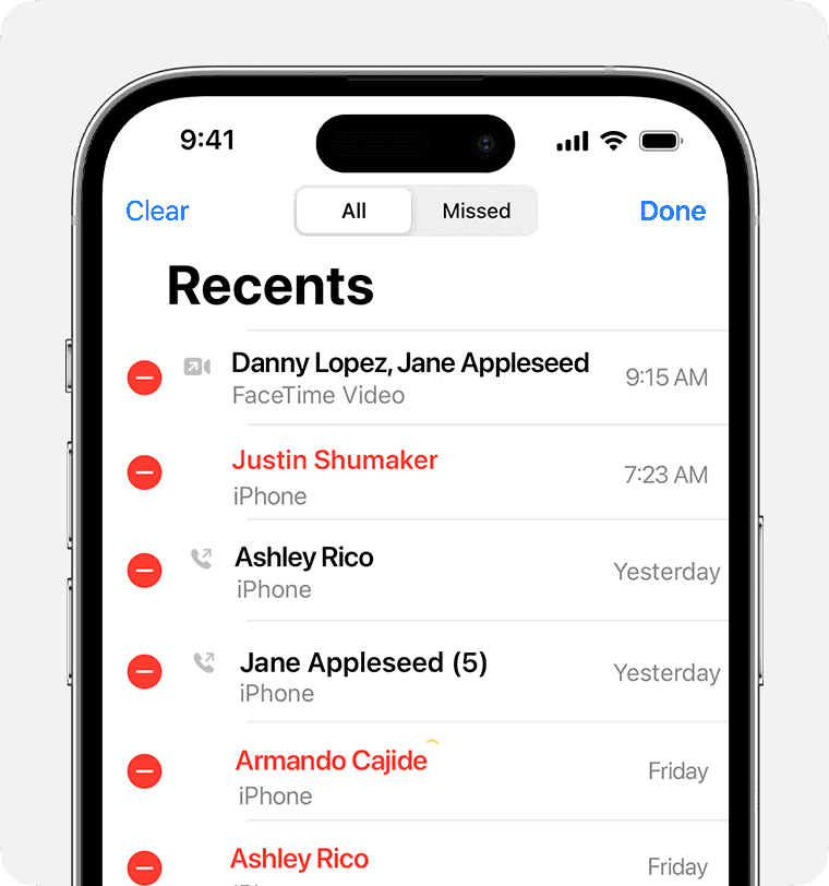 Recent Call Log iPhone