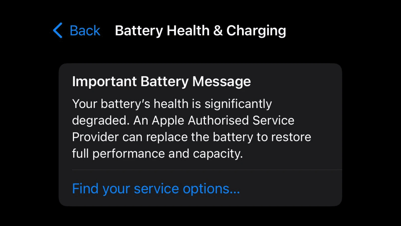 iPhone Battery Health Degraded