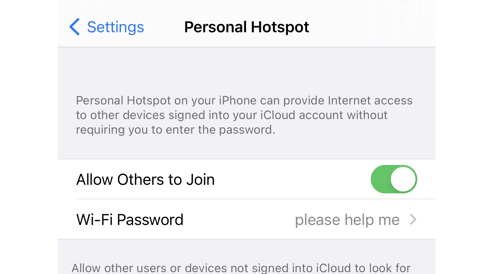 iPhone Personal Hotspot