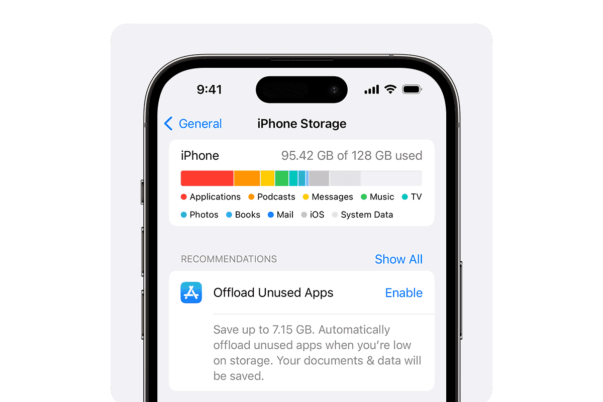 iPhone Storage Settings