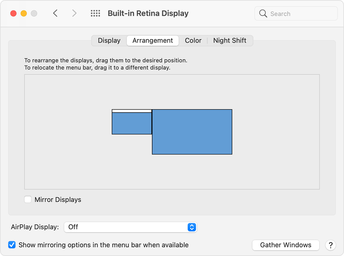 Display settings