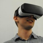 man wearing VR glass headset