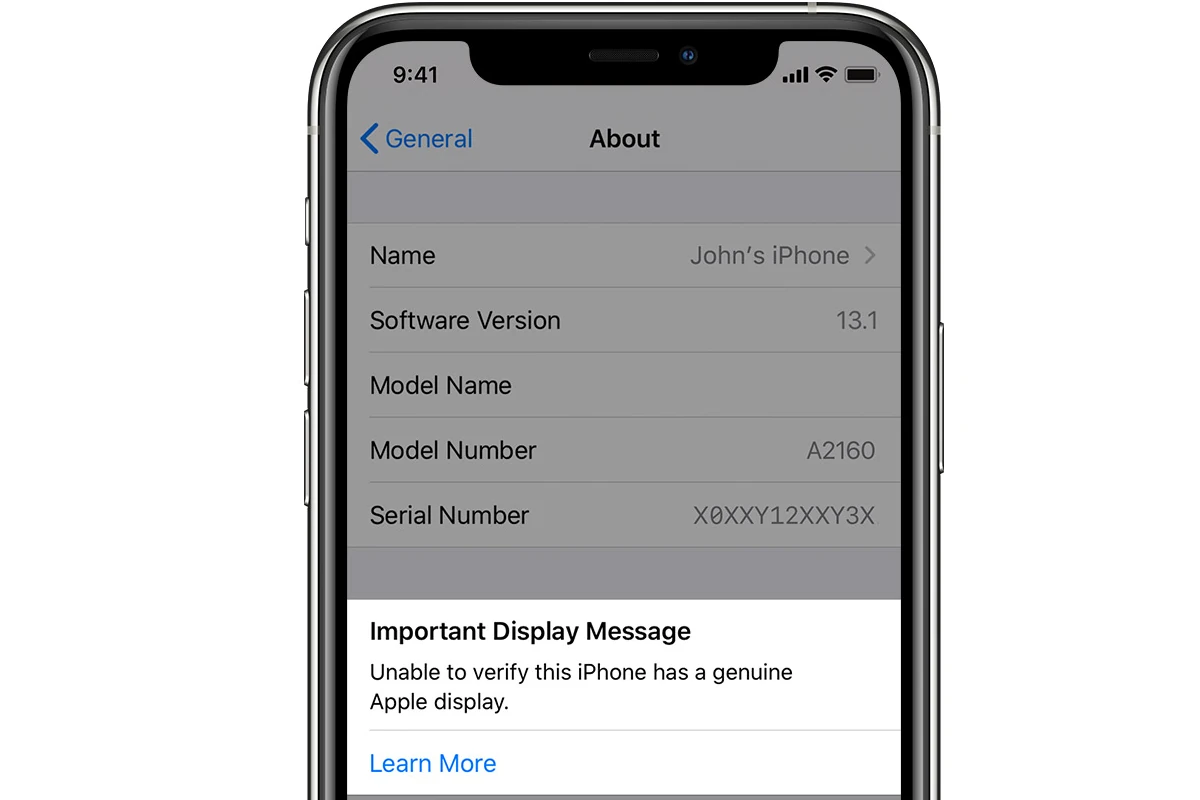Unable To Verify This iPhone Has A Genuine Display