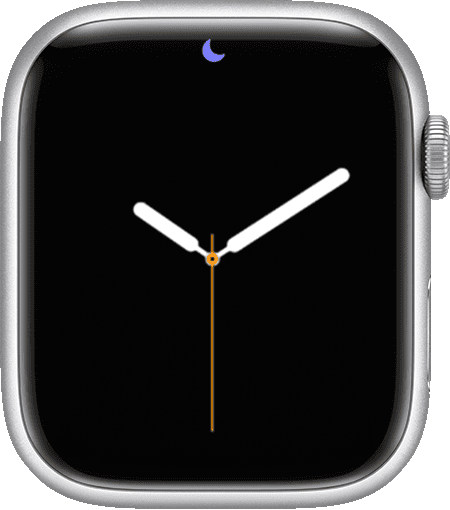 Apple Watch showing the Do Not Disturb icon at the top of its screen