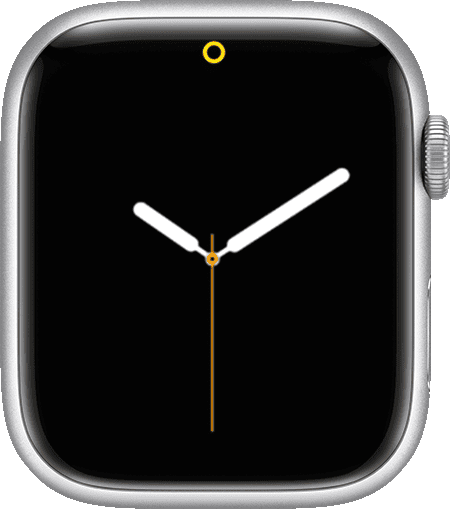 Apple Watch showing the Low Power Mode icon at the top of its screen