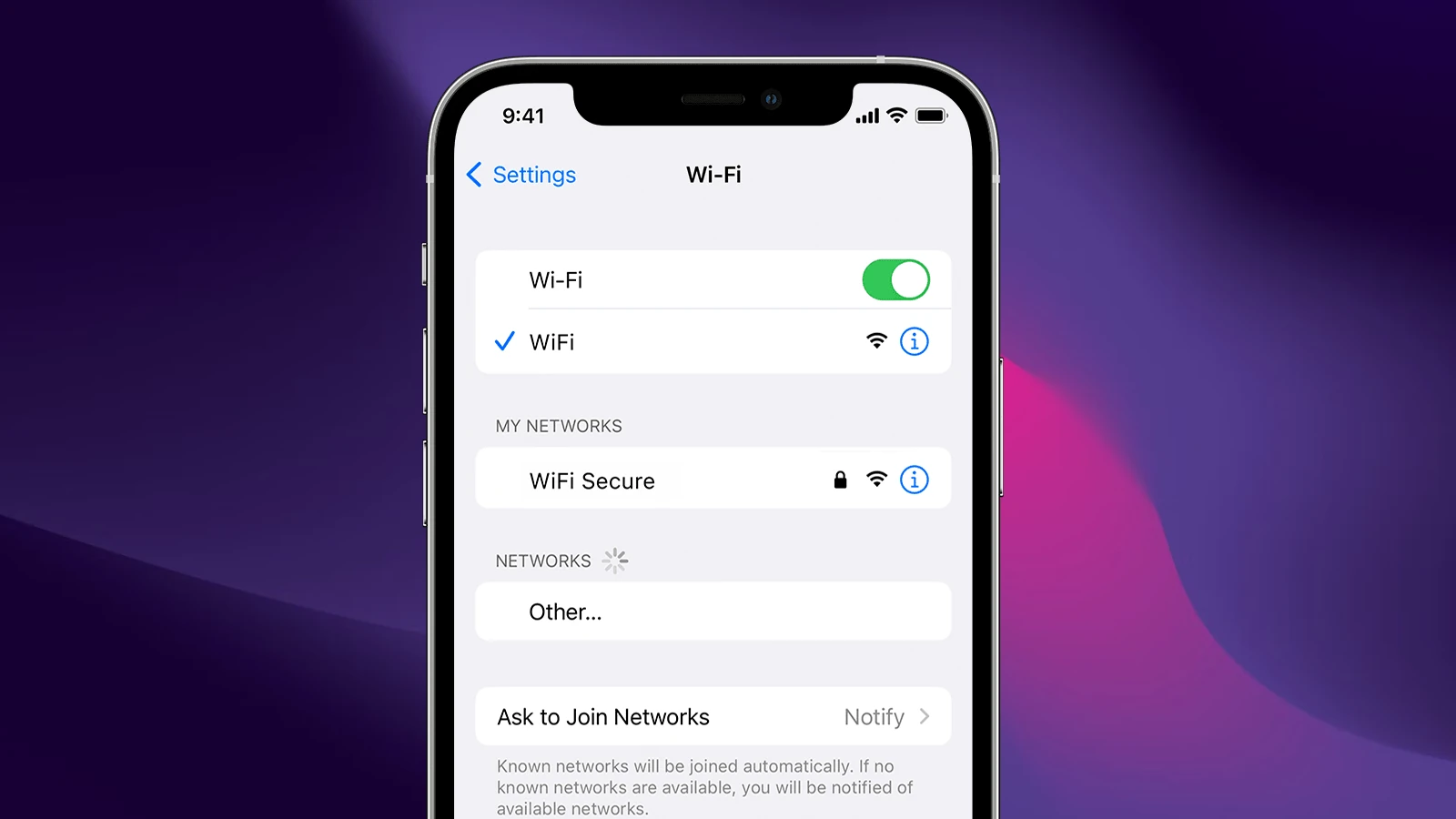 iPhone WiFi Settings