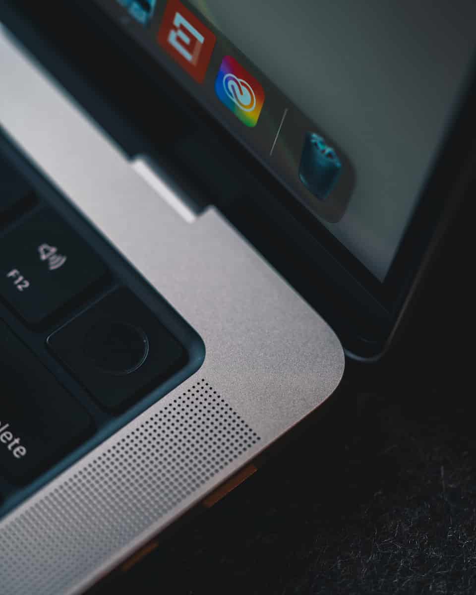 a close up of a laptop computer keyboard